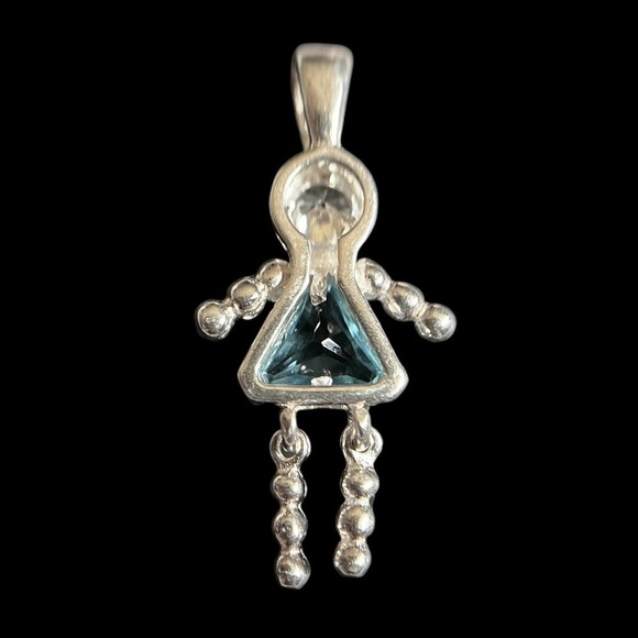 Sterling Silver 925 Boy Girl Crystal Birthstone Pendant Charm March Aquamarine - Picture 3 of 5